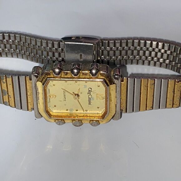 Oleg Cassini Women\'s Gold Silver Tone Band Rectangle Face Quartz Watch OS main image 4